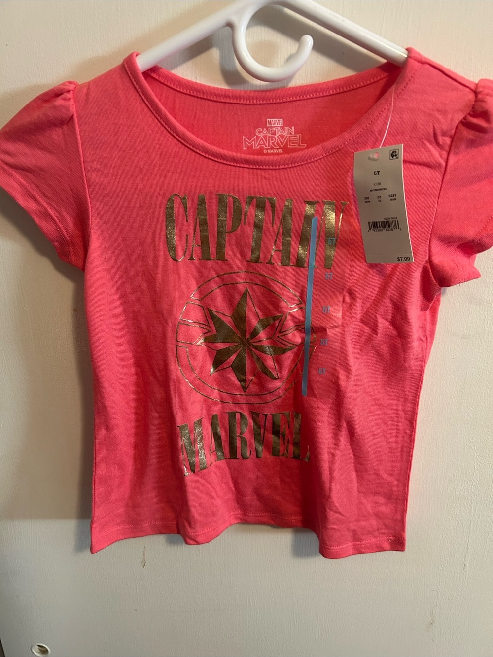 Marvel Girls' Pink Captain Marvel Graphic Tee